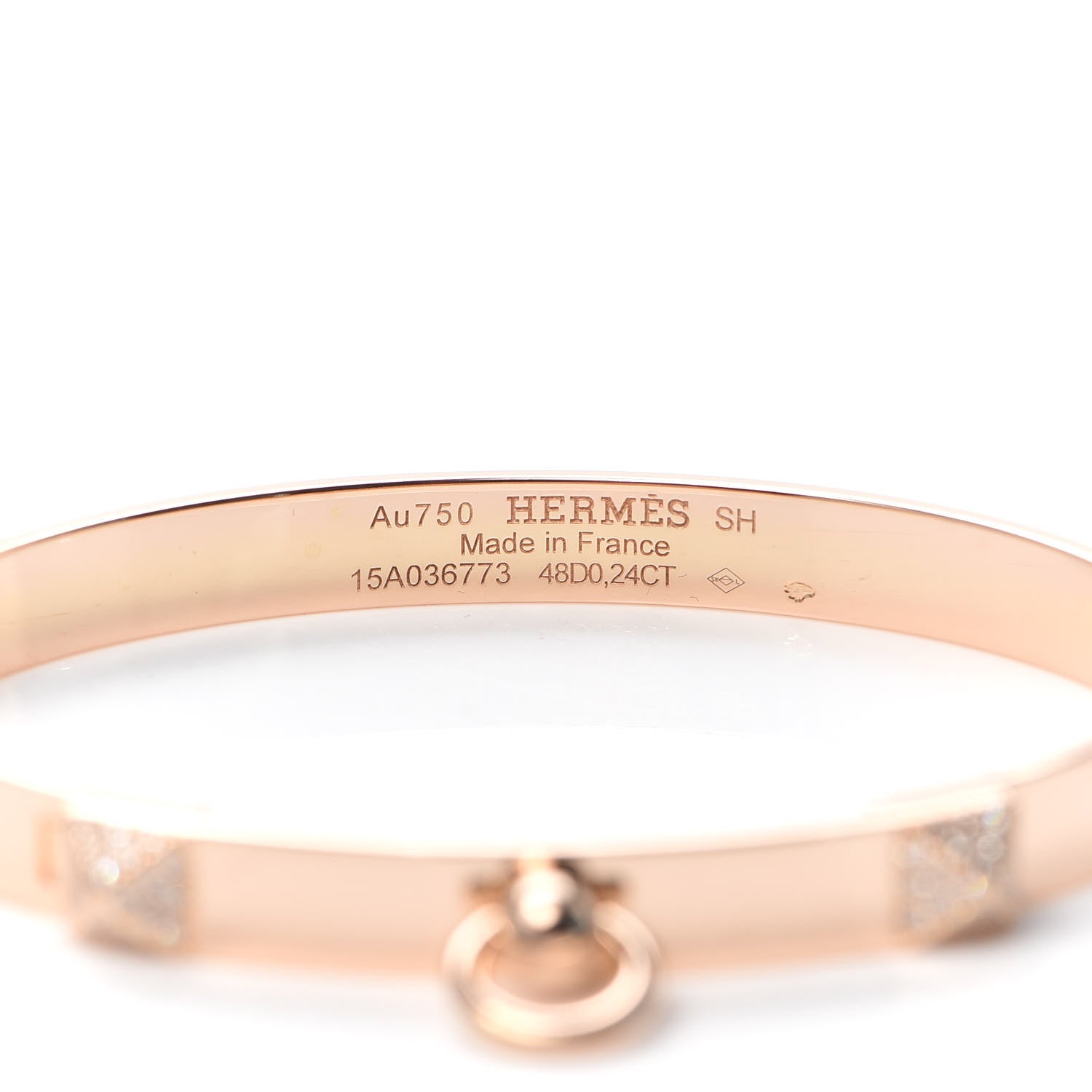 Hermes 18K Rose Gold Diamond PM Collier De Chien Bracelet SH 5 of 6