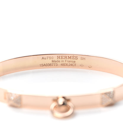 Hermes 18K Rose Gold Diamond PM Collier De Chien Bracelet SH 5 of 6