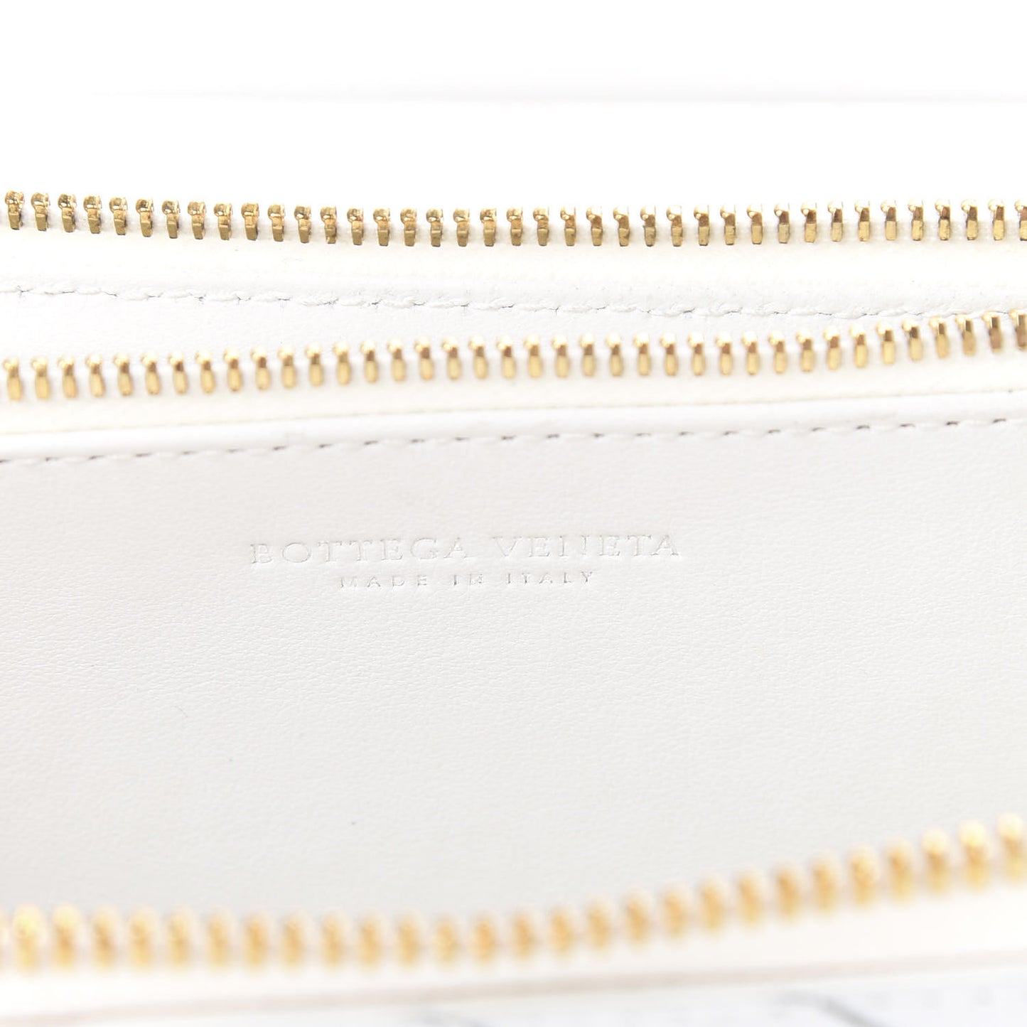 Calfskin Intrecciato Zip Around Wallet White