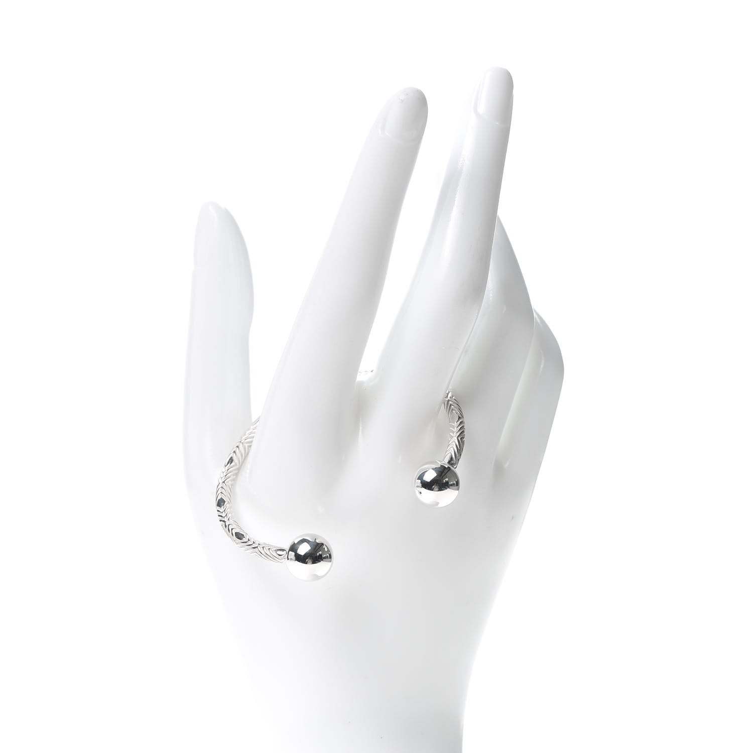 Tiffany Sterling Silver Textured Barbell Cuff Bracelet 2 of 5