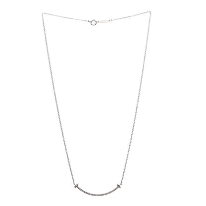 Tiffany 18K Rose Gold Diamond Small T Smile Pendant Necklace 3 of 8