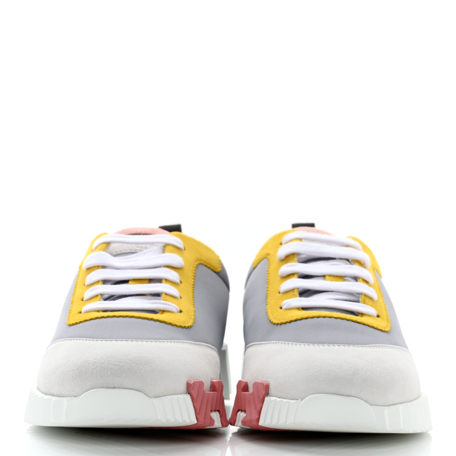 Hermes Technical Canvas Suede Goatskin Bouncing Sneakers 38.5 Gris Multicolor 2 of 8