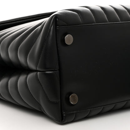 Saint Laurent Calfskin Y Quilted Monogram Monochrome Large Loulou Chain Satchel Black 9 of 10