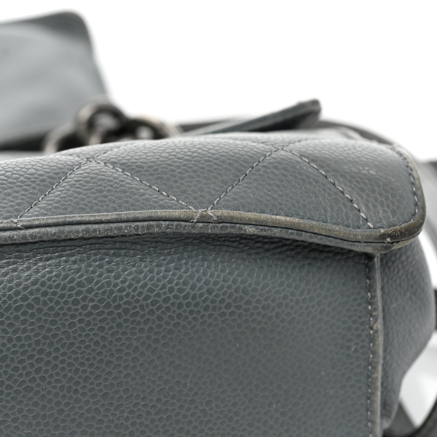 Caviar Quilted Large Retro Class Flap Grey