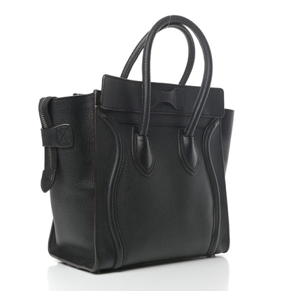 Celine Drummed Calfskin Micro Luggage Black 3 of 8