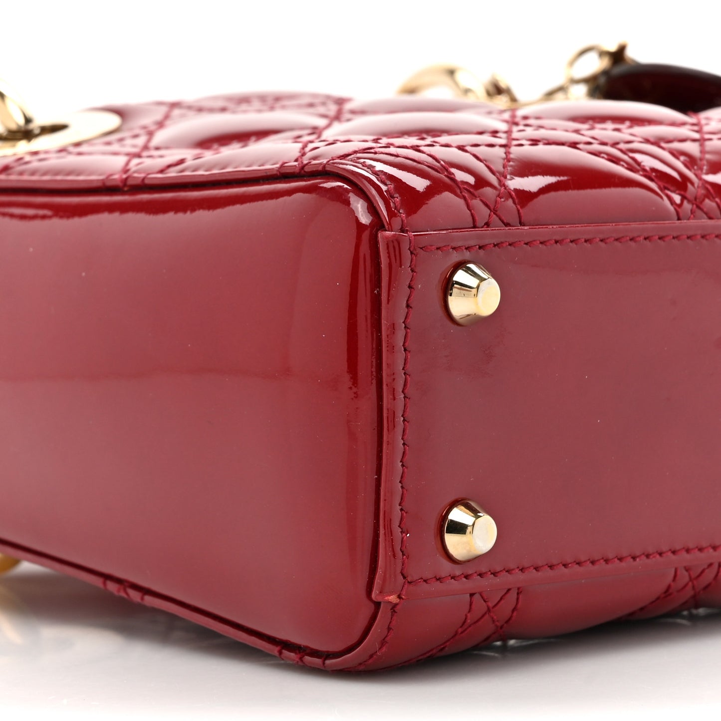 Patent Cannage Mini Lady Dior Red