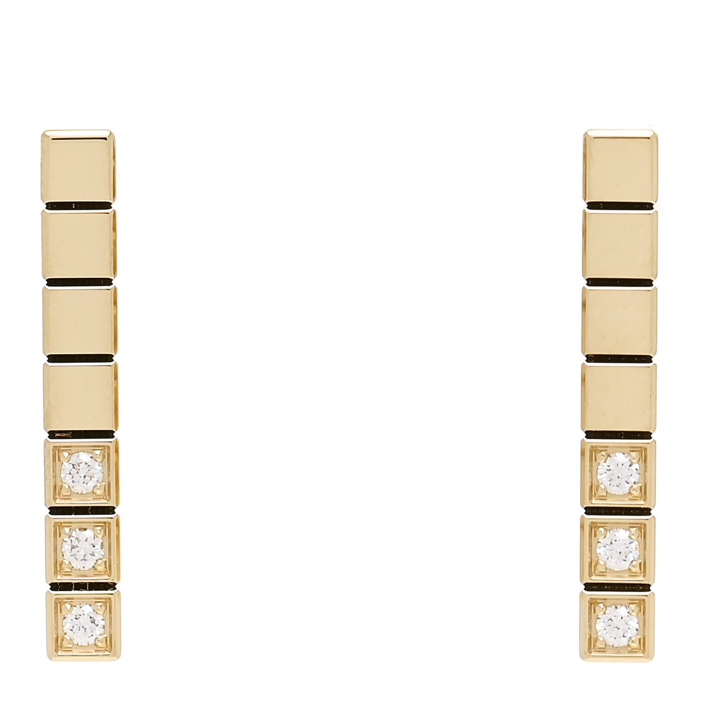 18K Yellow Gold Diamond Ice Cube Pure Earrings