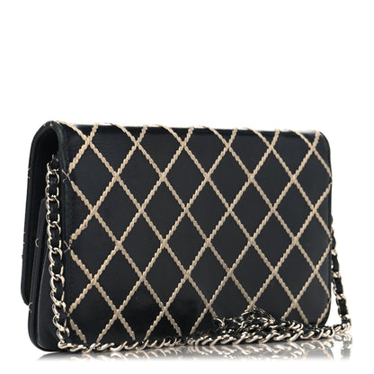 Chanel Calfskin Diamond Stitch Wallet On Chain WOC Black 3 of 11