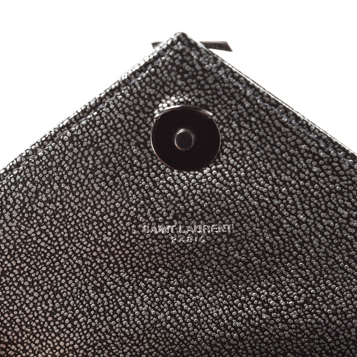 Saint Laurent Metallic Grain De Poudre Matelasse Chevron Monogram Medium College Bag Gunmetal 7 of 8