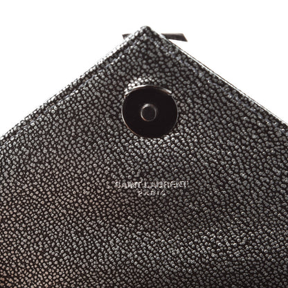 Saint Laurent Metallic Grain De Poudre Matelasse Chevron Monogram Medium College Bag Gunmetal 7 of 8