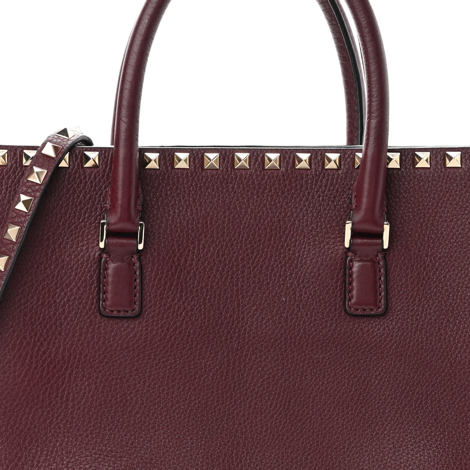 Valentino Garavani Grained Calfskin Medium Rockstud Double Handle Horizontal Tote Rubin 7 of 11