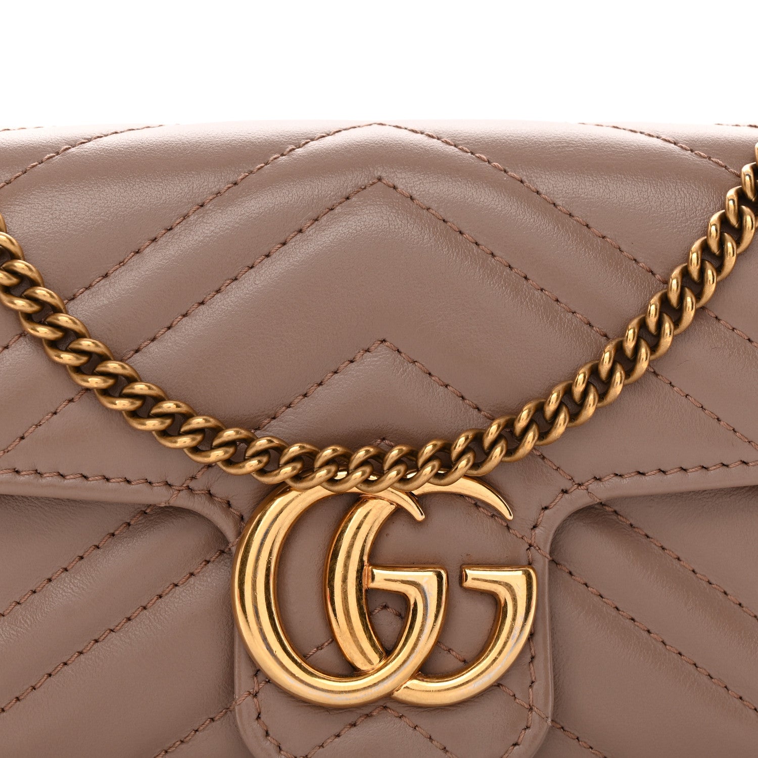 Gucci Calfskin Matelasse Super Mini GG Marmont Shoulder Bag Porcelain Rose 8 of 11