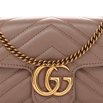 Gucci Calfskin Matelasse Super Mini GG Marmont Shoulder Bag Porcelain Rose 8 of 11