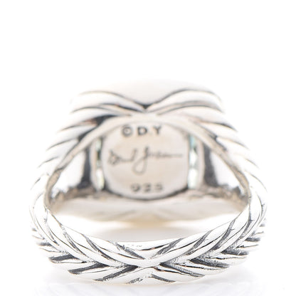 David Yurman Sterling Silver Diamond Prasiolite 11mm Albion Ring 53 6.5 4 of 6