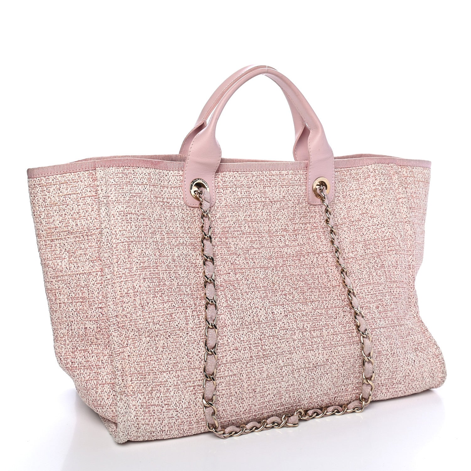 Chanel Straw Lurex Medium Deauville Tote Pink 3 of 11