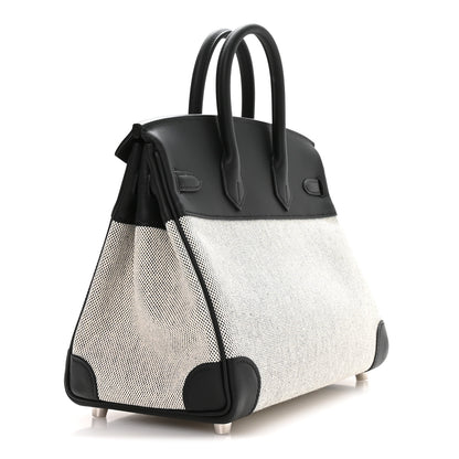 Hermes Toile H Swift Birkin 25 Ecru Black 3 of 11