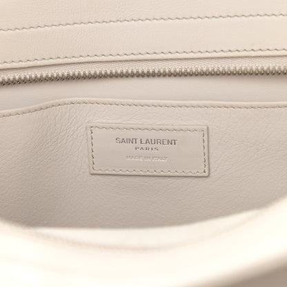 Saint Laurent Smooth Calfskin Heart Embroidered Baby Monogram Downtown Cabas New Milk 6 of 20