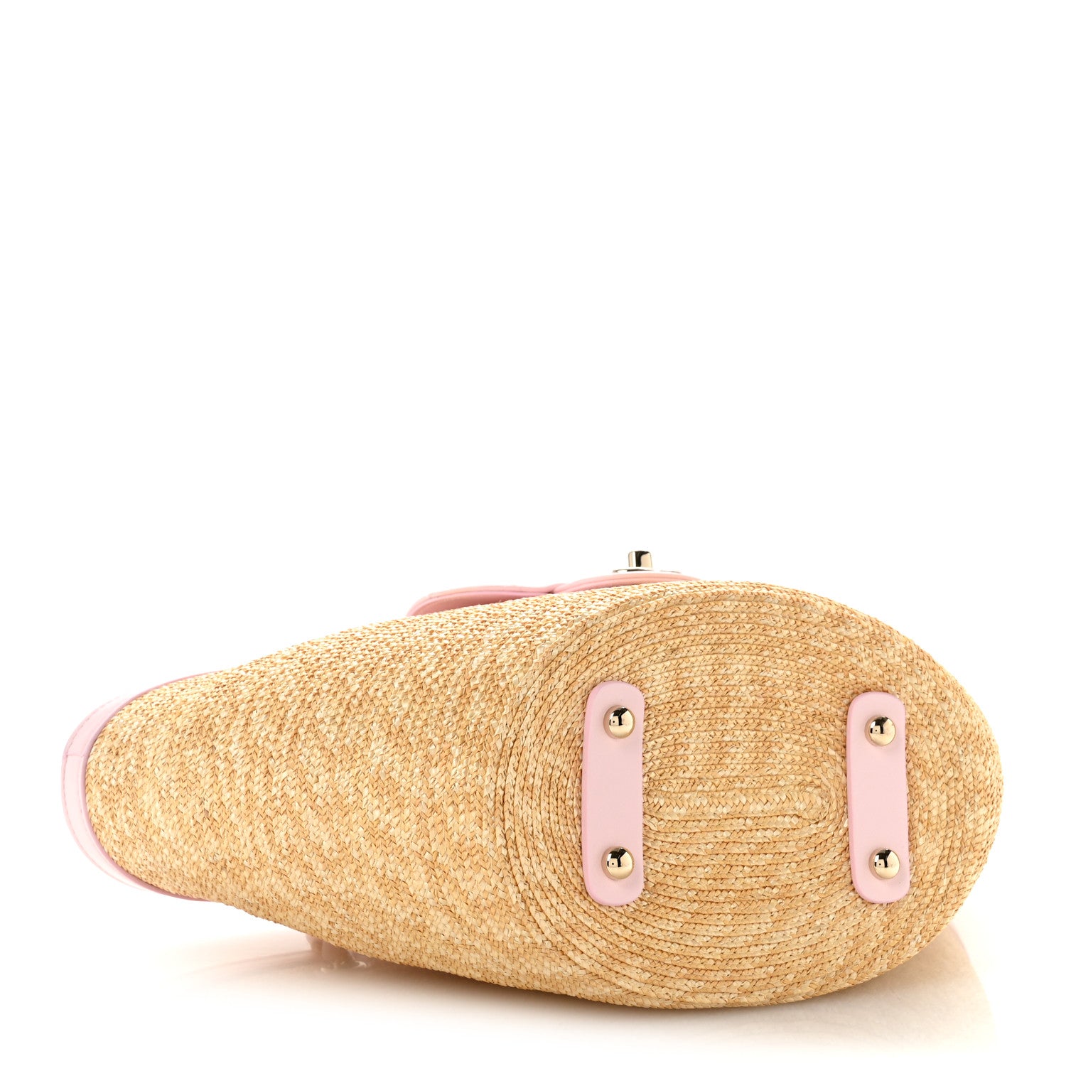 Chanel Raffia Braided Lambskin Small Wicker Tote Beige Light Pink 4 of 11