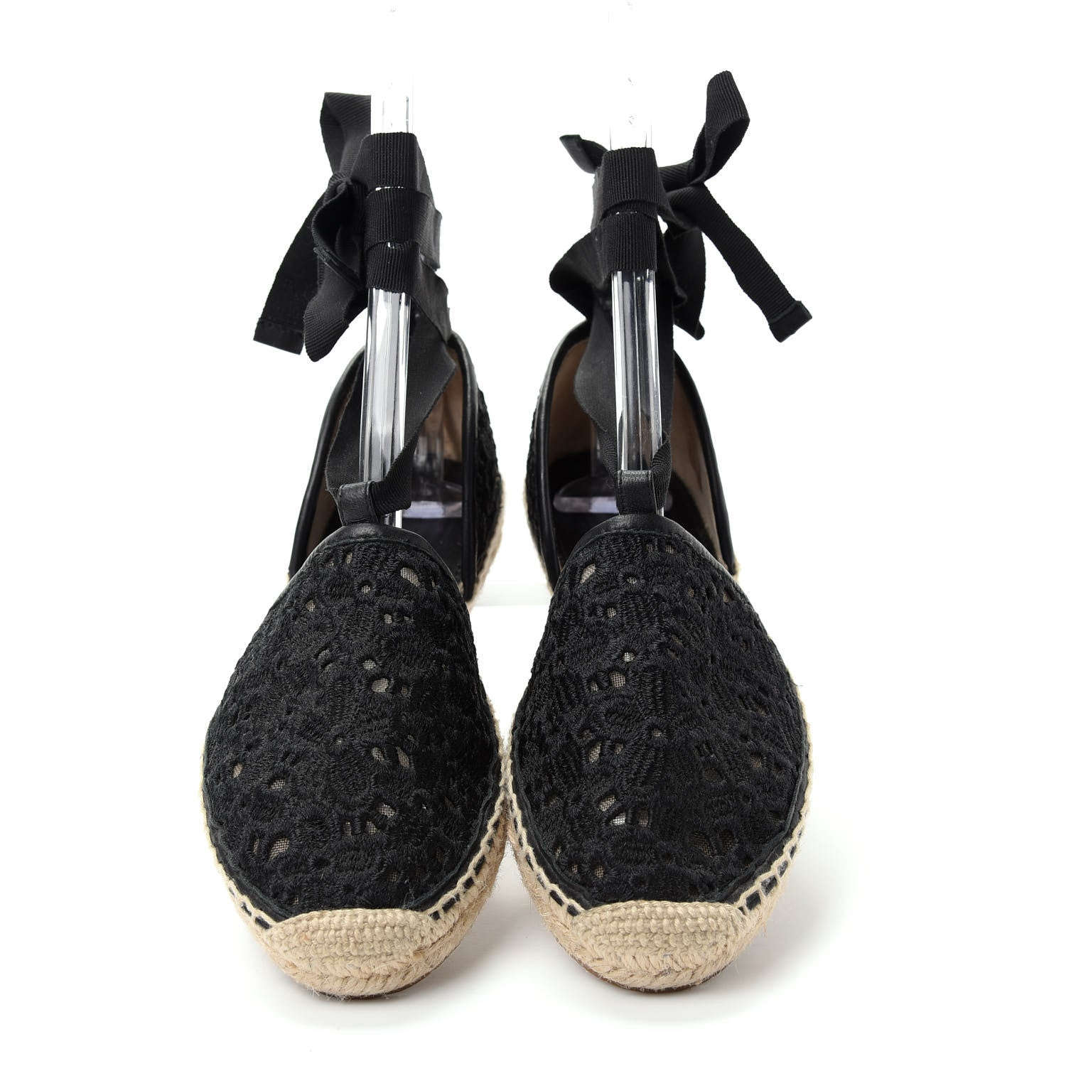 Jimmy Choo Embroidered Lace Dolphin Espadrille Flats 37 Black 5 of 10