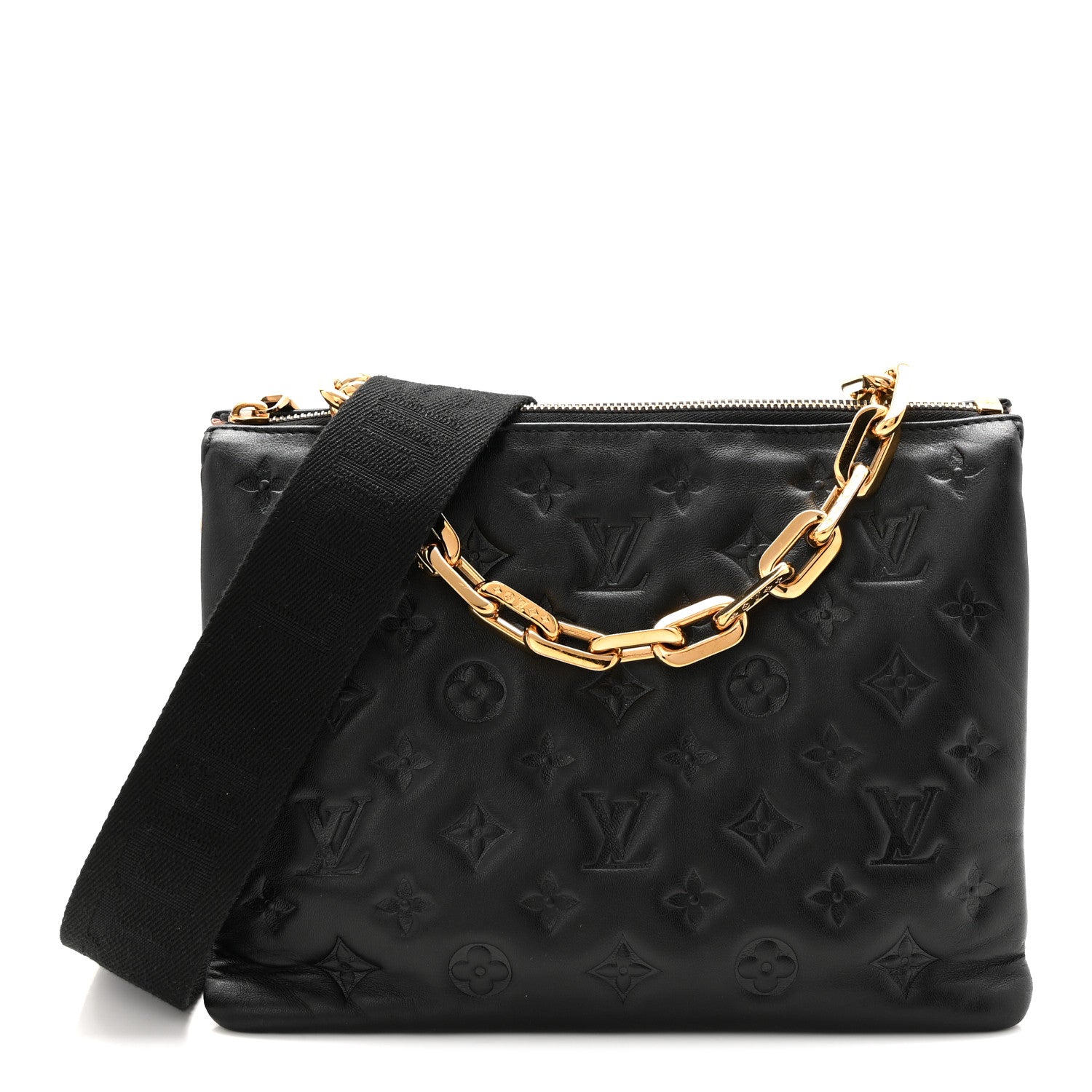 Louis Vuitton Lambskin Embossed Monogram Coussin PM Black 1 of 11