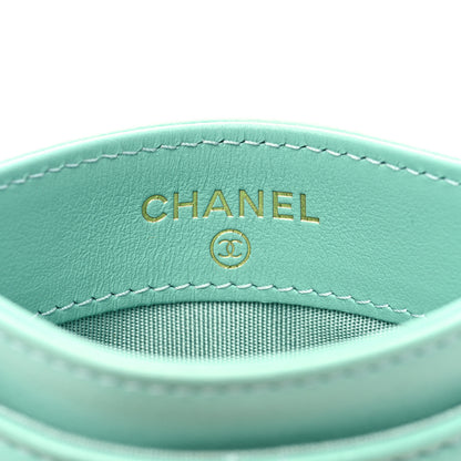 Chanel Shiny Goatskin Quilted 19 Card Holder Light Blue 6 of 9