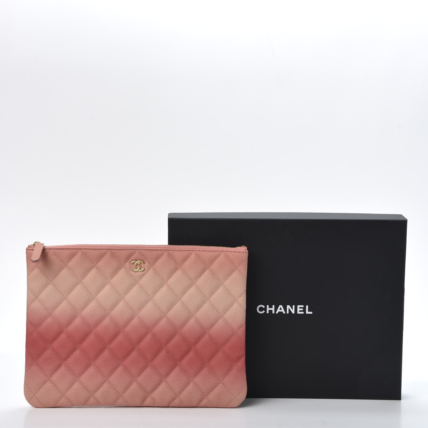 Chanel Caviar Quilted Ombre Medium Cosmetic Case Coral 9 of 9