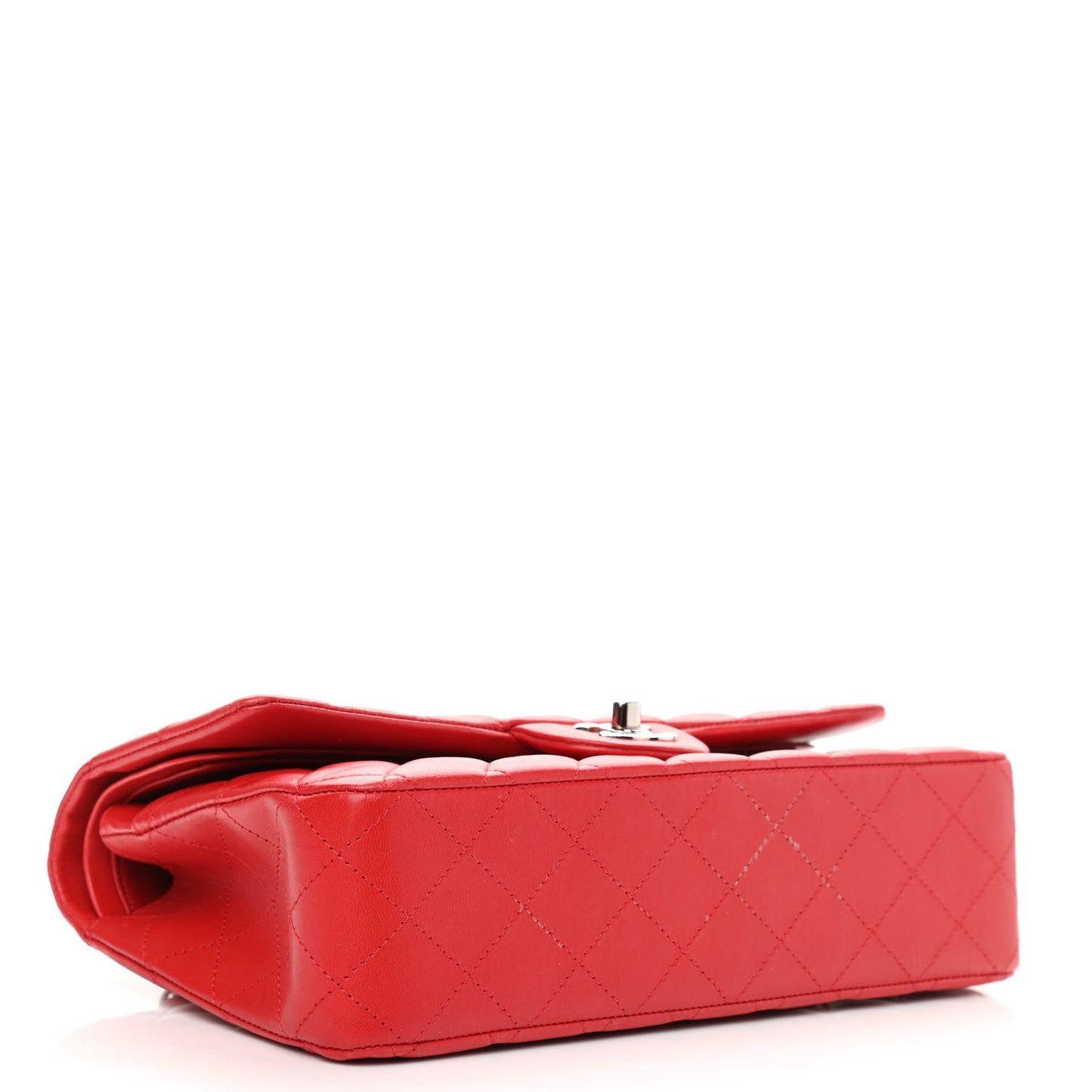 Lambskin Quilted Medium Double Flap Red