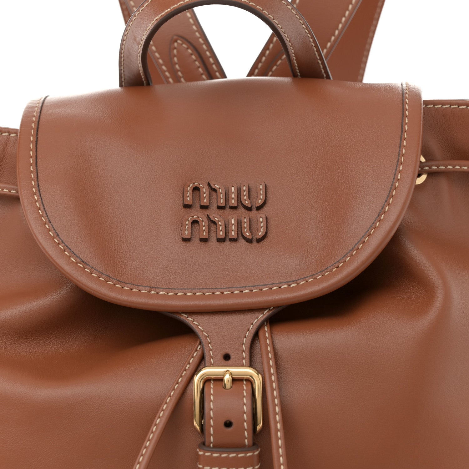 Miu Miu Soft Calf Softy Large Backpack Cognac 7 of 10