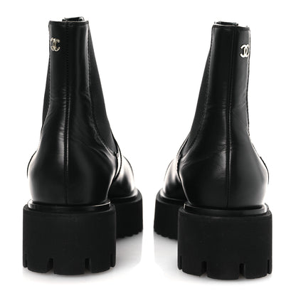 Chanel Calfskin Cap Toe CC Short Boots 41 Black 6 of 11