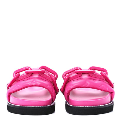 Louis Vuitton Calfskin Embossed Monogram Sunset Flat Comfort Mule 39 Rose Pop 2 of 8