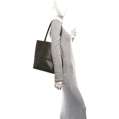 Loewe Shiny Calfskin Medium Puzzle Fold Tote Dark Khaki Green 2 of 10