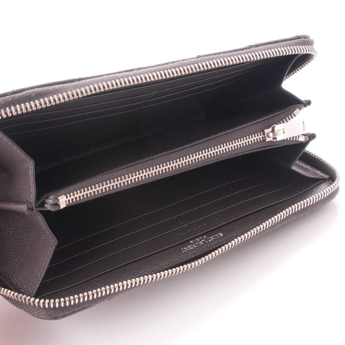 Grain De Poudre Matelasse Chevron Monogram Zip Around Wallet Dark Anthracite