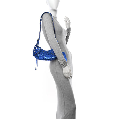 Balenciaga Metallic Arena Agneau Le Cagole Shoulder Bag XS Blue 2 of 13