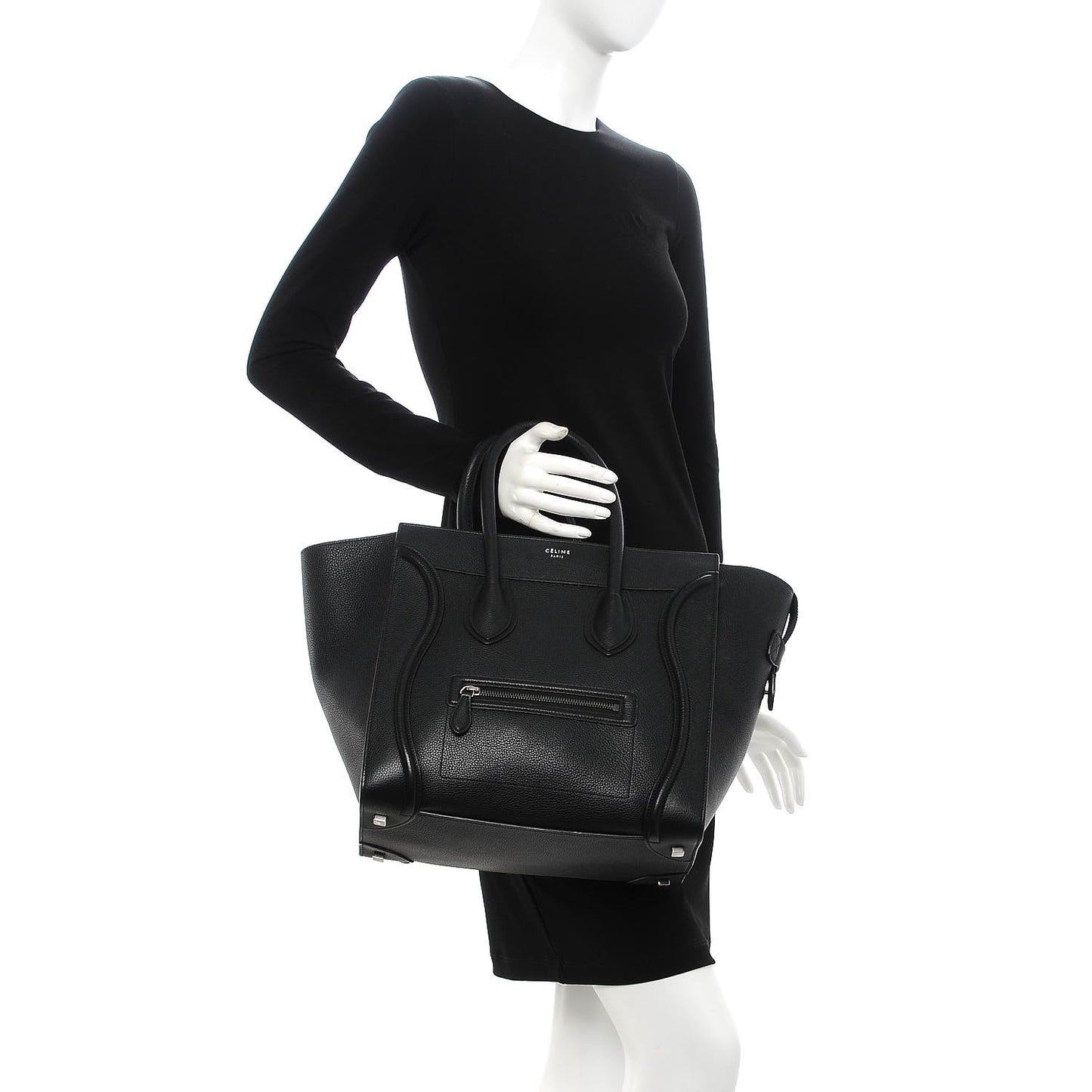 Drummed Calfskin Mini Luggage Black