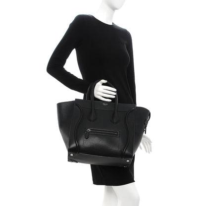 Celine Drummed Calfskin Mini Luggage Black 2 of 10