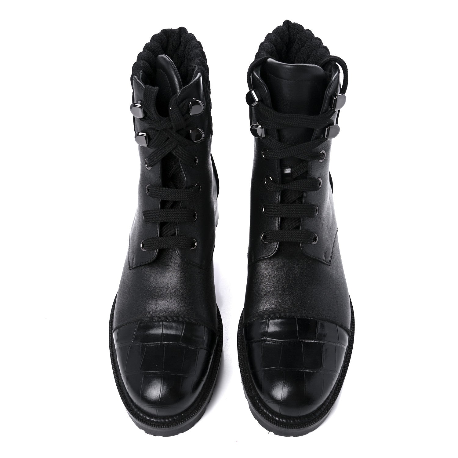 Christian Louboutin Calfskin Mayr Combat Boots 38.5 Black 5 of 9