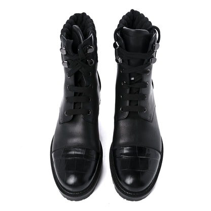 Christian Louboutin Calfskin Mayr Combat Boots 38.5 Black 5 of 9