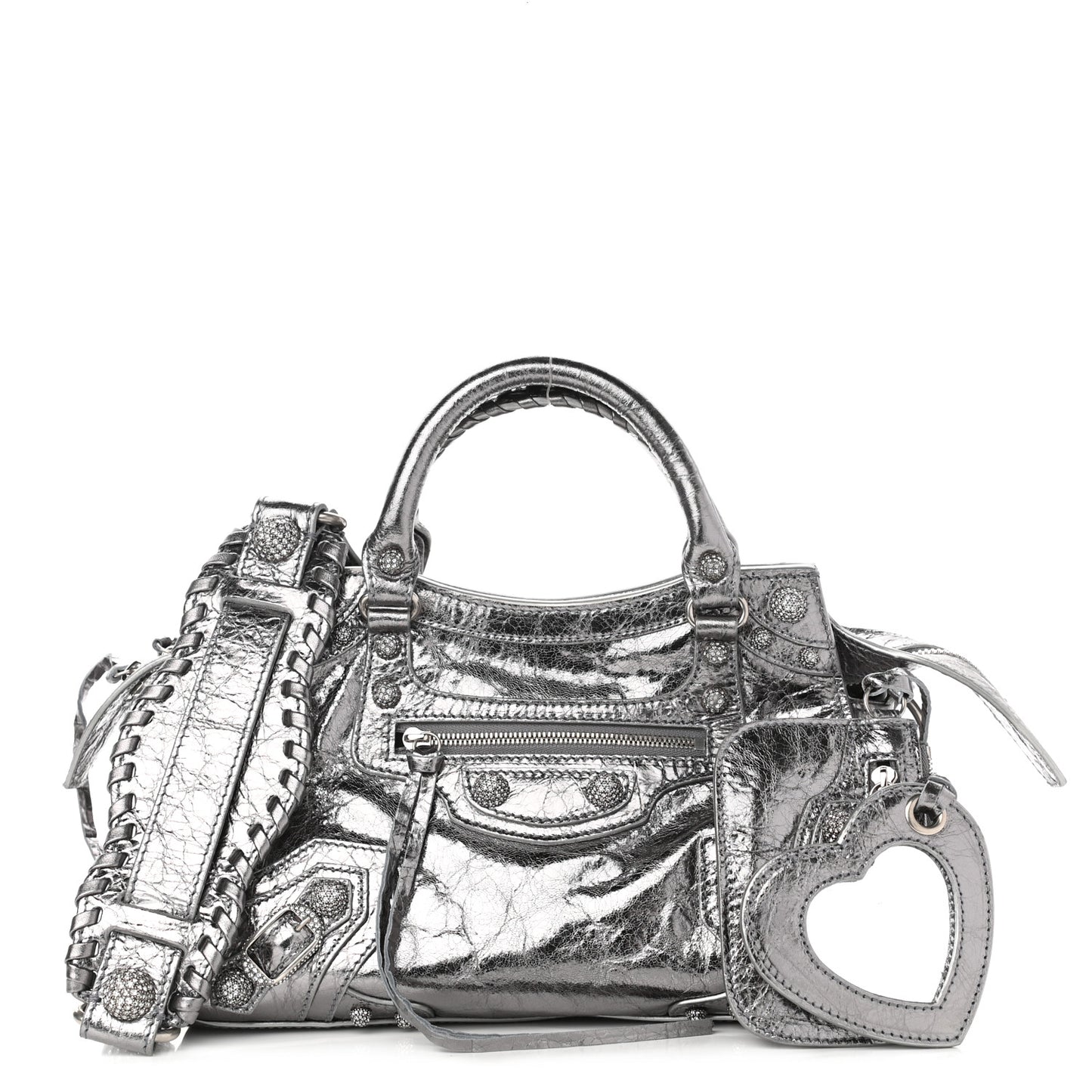 Agneau Arena Crystal Neo Cagole Handbag XS Silver