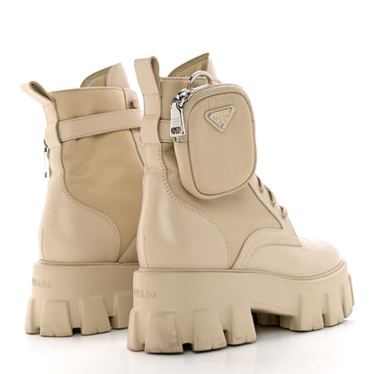 Prada Spazzolato Rois Re-Nylon Metal Triangle Logo Monolith Pouch Pocket 55mm Boots 38 Deserto 4 of 14