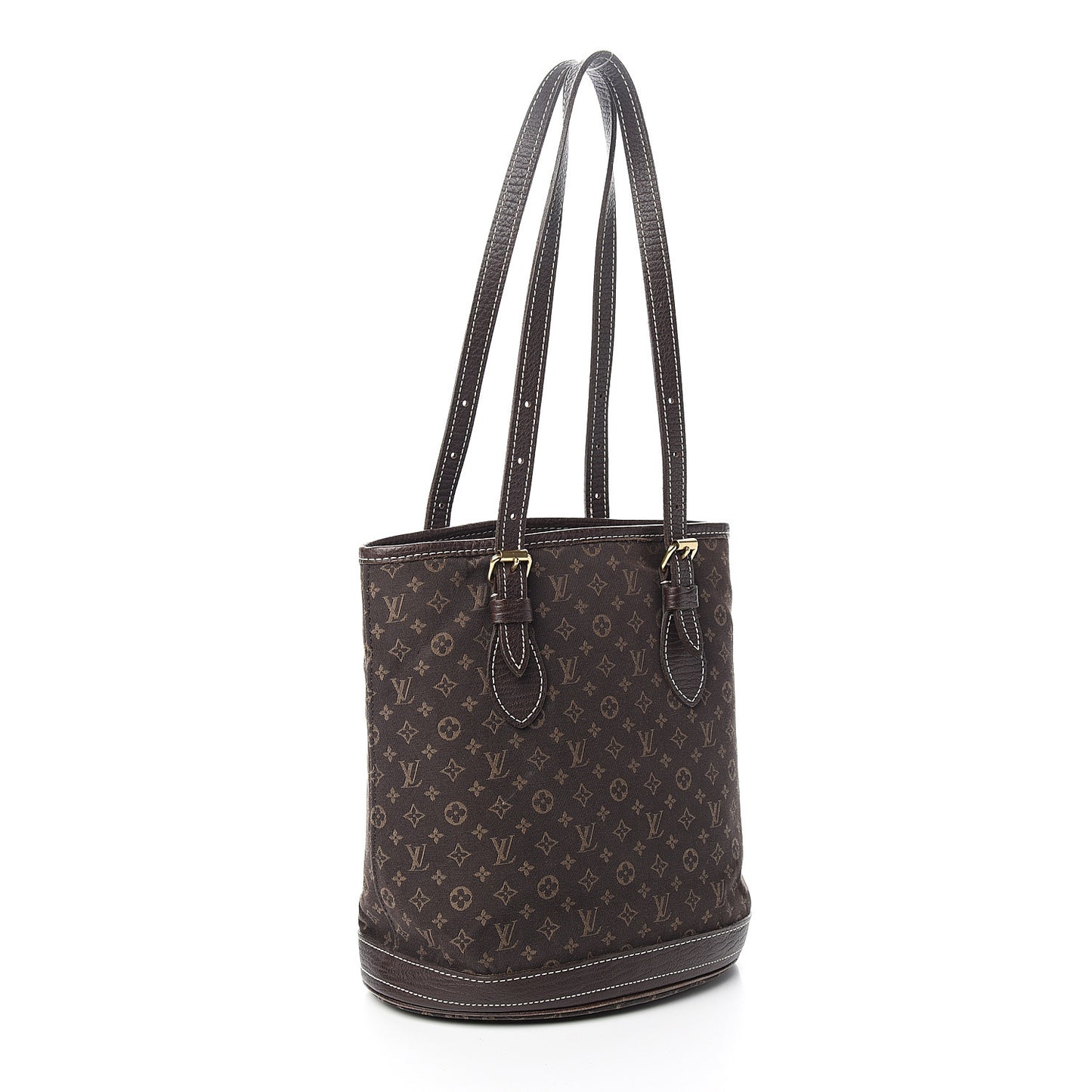 Mini Lin Monogram Bucket Bag Ebene