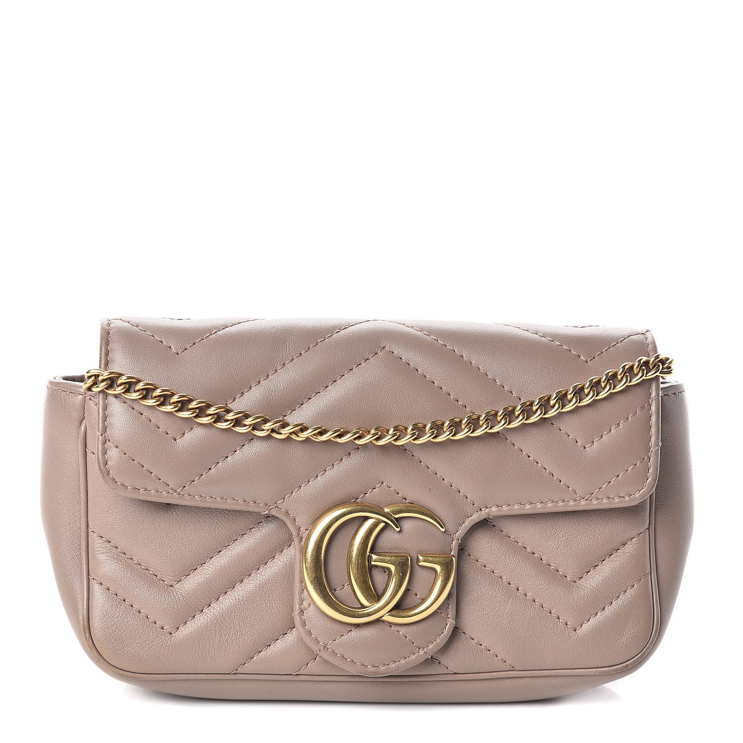 Gucci Calfskin Matelasse Super Mini GG Marmont Shoulder Bag Porcelain Rose 1 of 15