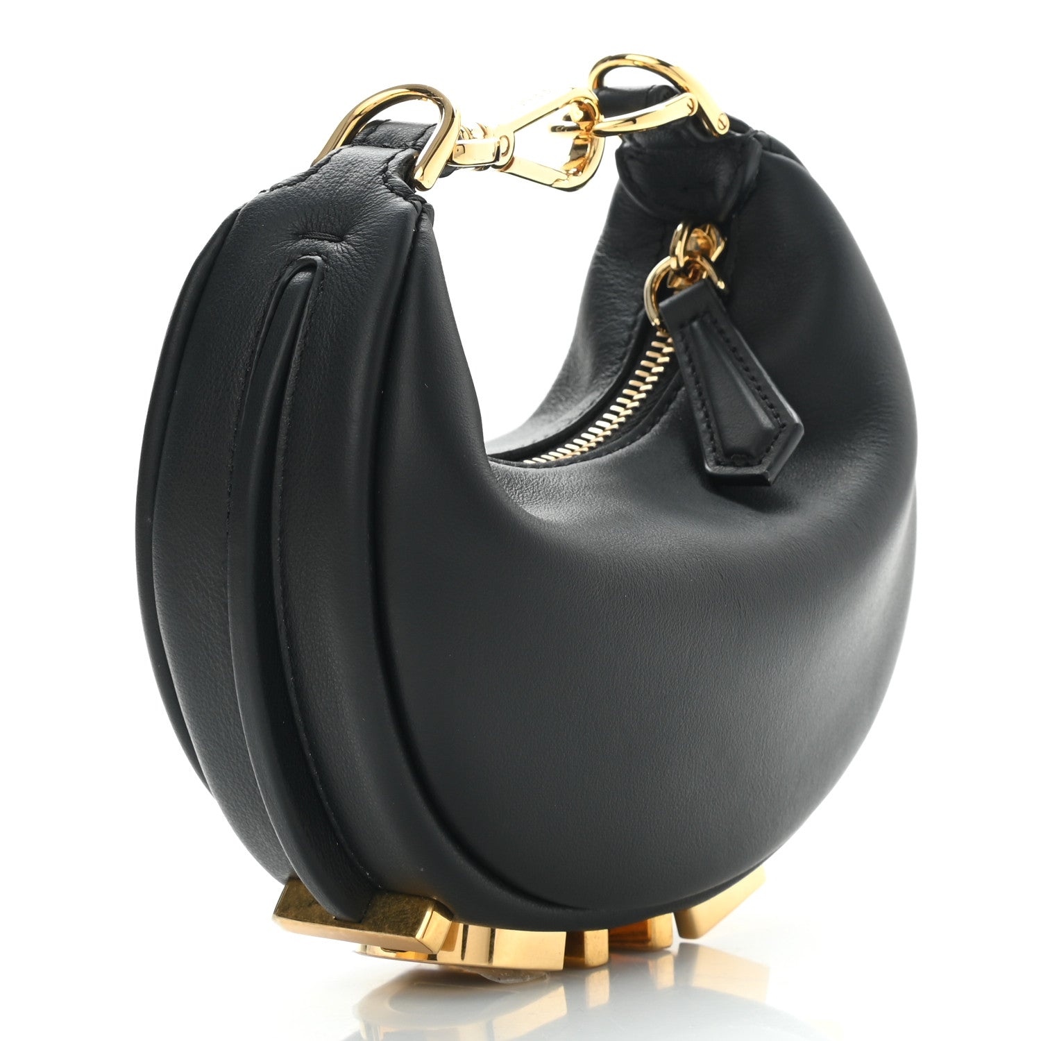 Fendi Vitello Grace Matte Nano Fendigraphy Hobo Charm Black 3 of 9