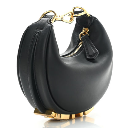 Fendi Vitello Grace Matte Nano Fendigraphy Hobo Charm Black 3 of 9