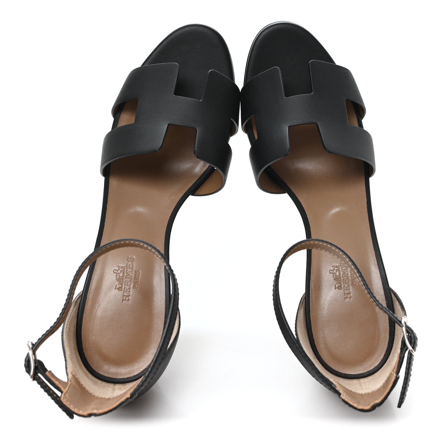 Hermes Calfskin Legend Wedge Sandals 38.5 Black 2 of 10