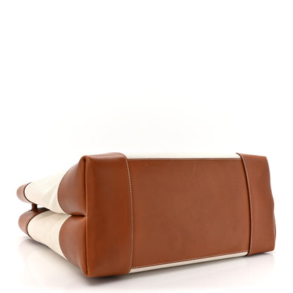 Bottega Veneta Washed Canvas Calfskin Large Andiamo  Natural Light Wood 4 of 18