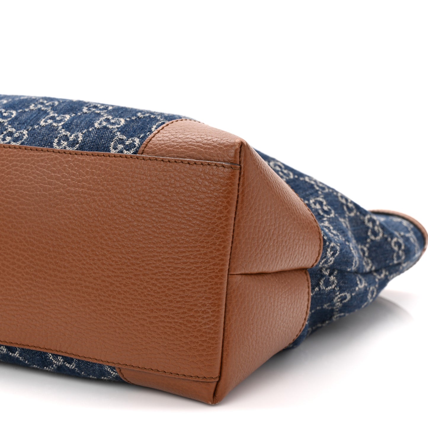 New Denim GG Monogram Medium Ophidia Shopping Tote Blue Tea Cuir