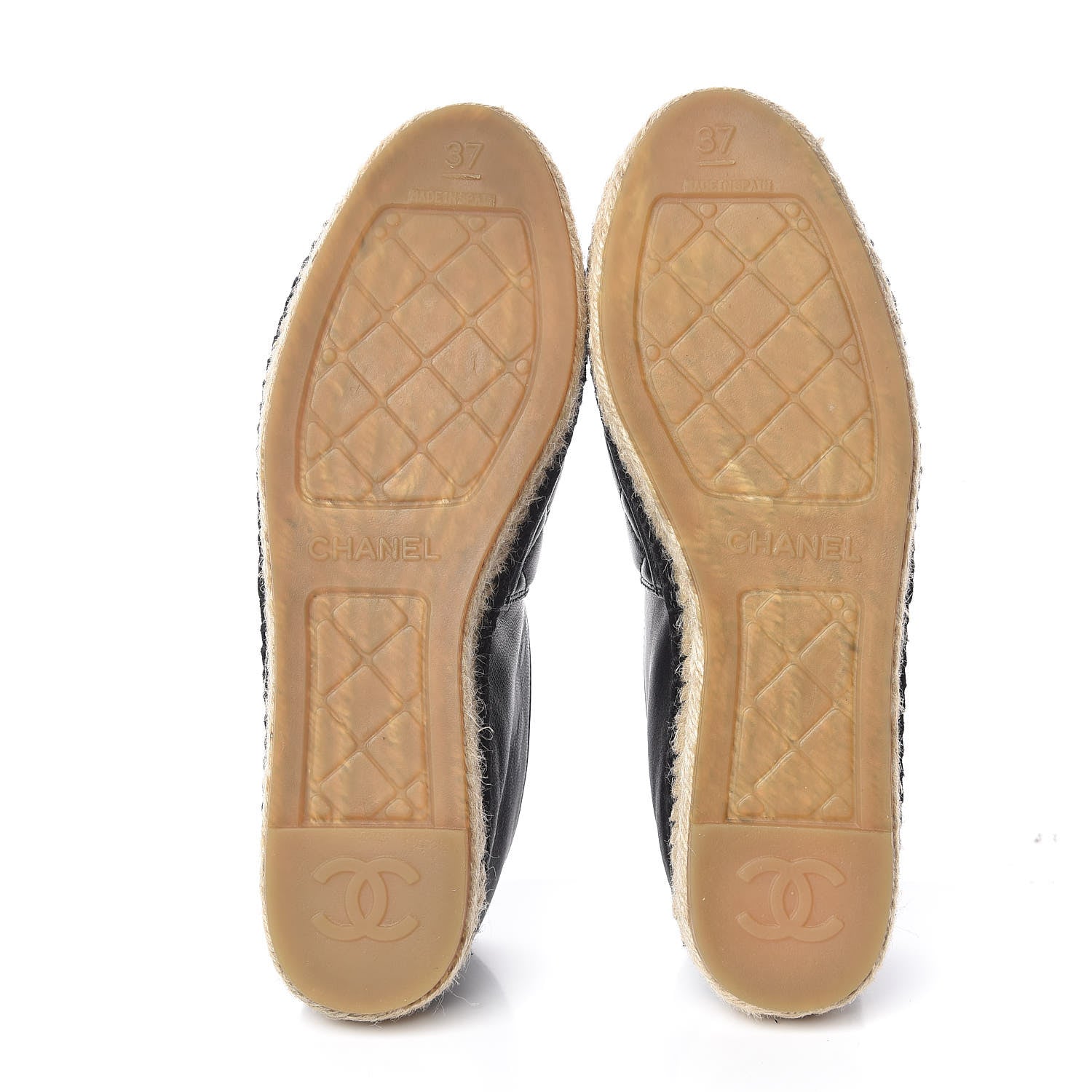 Chanel Lambskin Quilted CC Espadrilles 37 Black 5 of 13