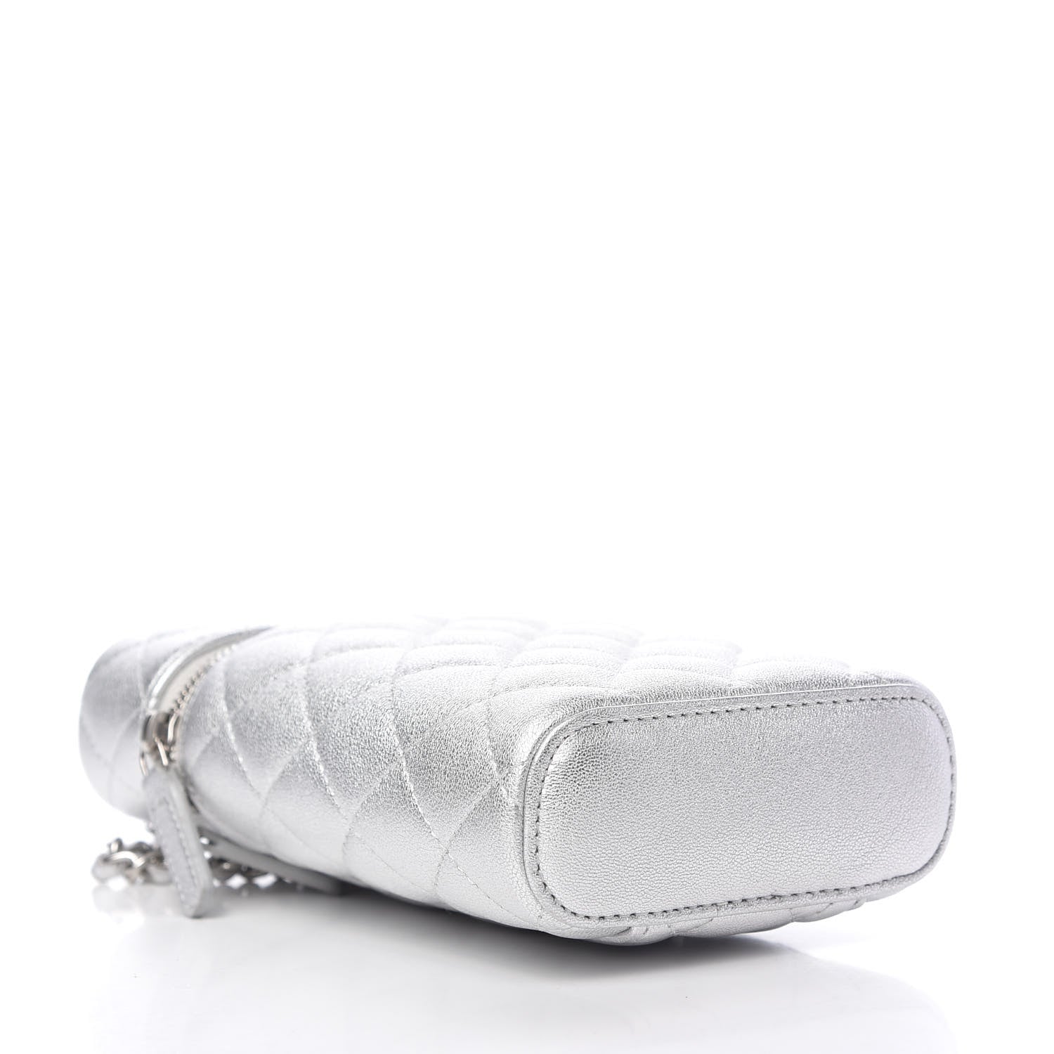 Chanel Metallic Lambskin Quilted Phone Holder With Chain Silver 4 of 10