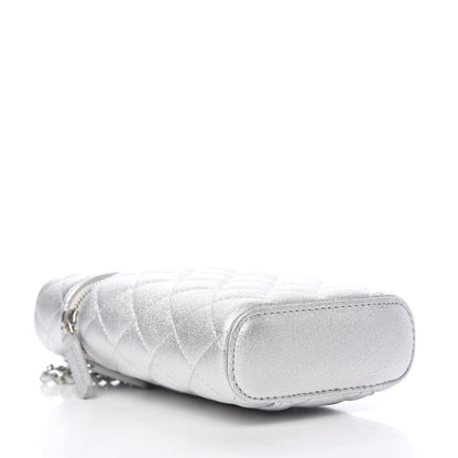 Chanel Metallic Lambskin Quilted Phone Holder With Chain Silver 4 of 10