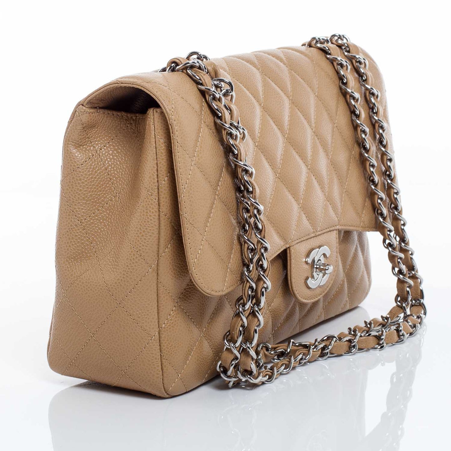 Caviar Jumbo Single Flap Dark Beige